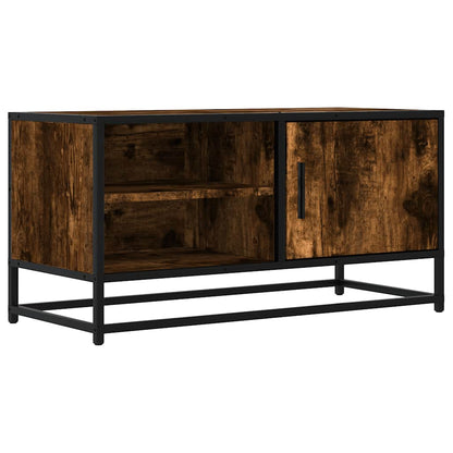 Tv-meubel 80x34,5x40cm bewerkt hout metaal gerookt eikenkleurig