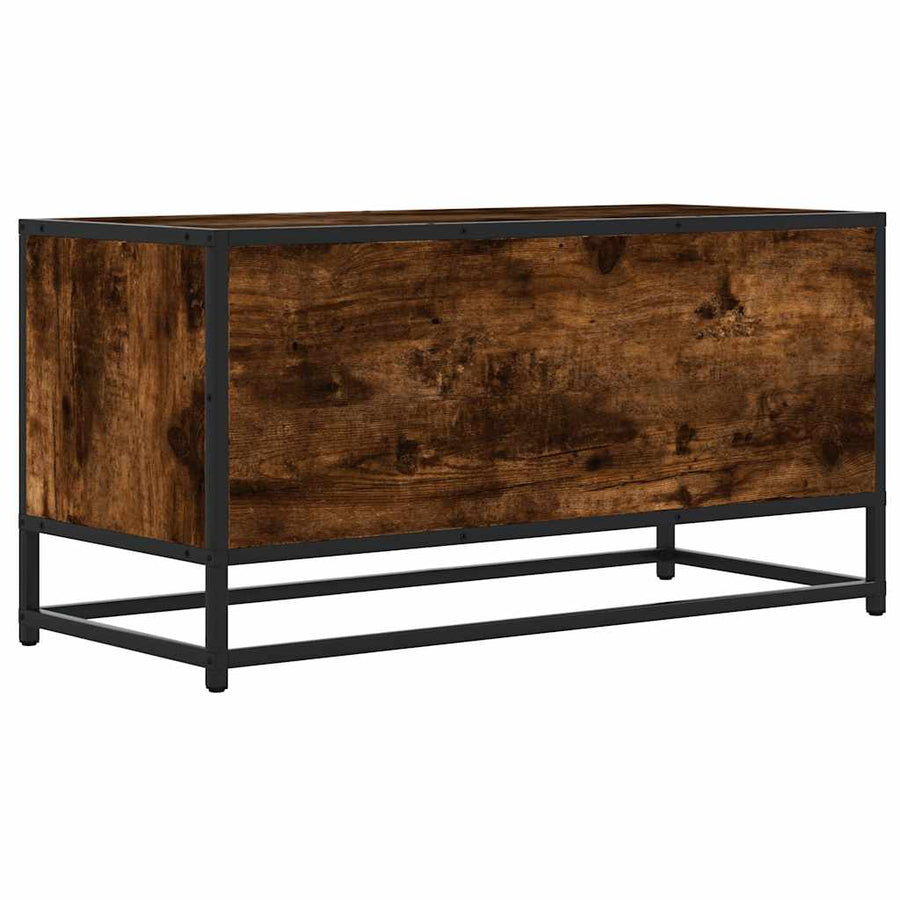 Tv-meubel 80x34,5x40cm bewerkt hout metaal gerookt eikenkleurig
