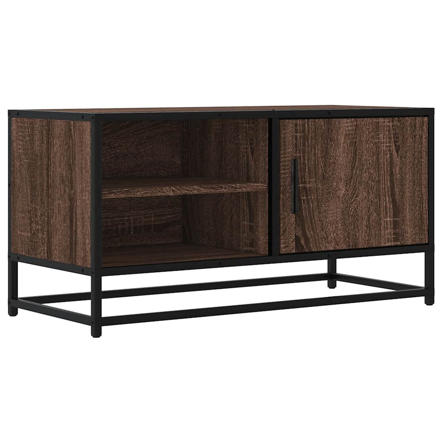 Tv-meubel 80x34,5x40 cm bewerkt hout metaal bruin eikenkleur