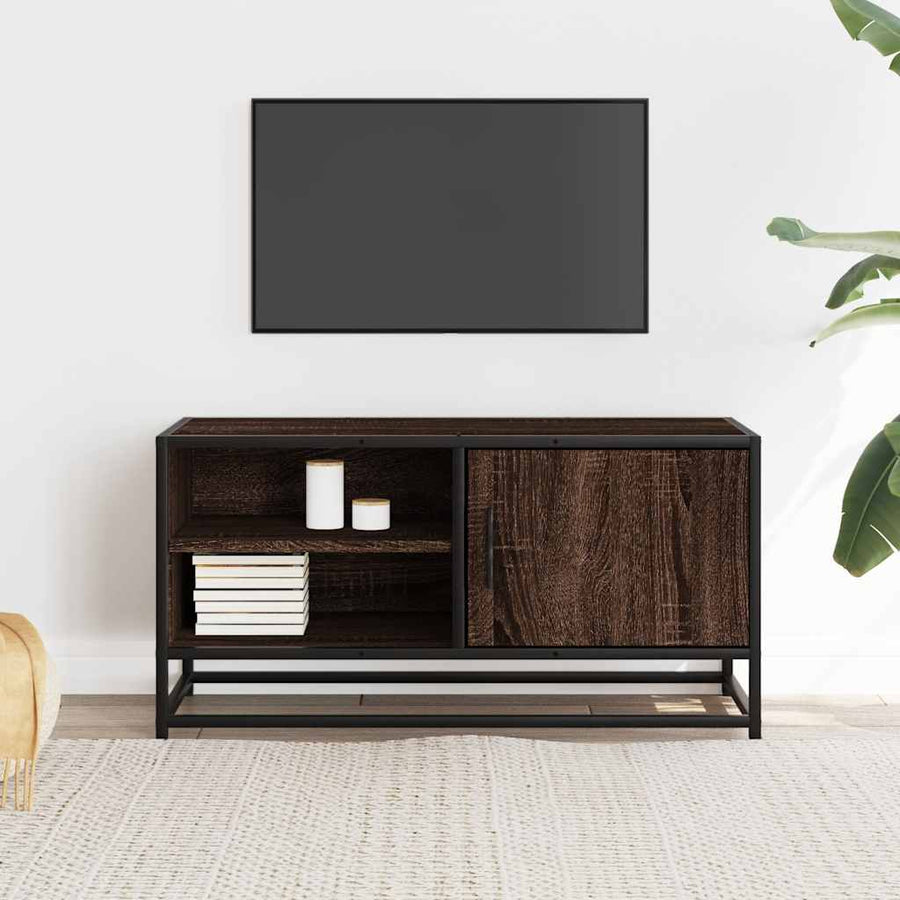 Tv-meubel 80x34,5x40 cm bewerkt hout metaal bruin eikenkleur