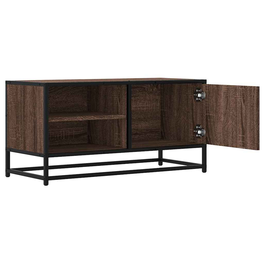 Tv-meubel 80x34,5x40 cm bewerkt hout metaal bruin eikenkleur