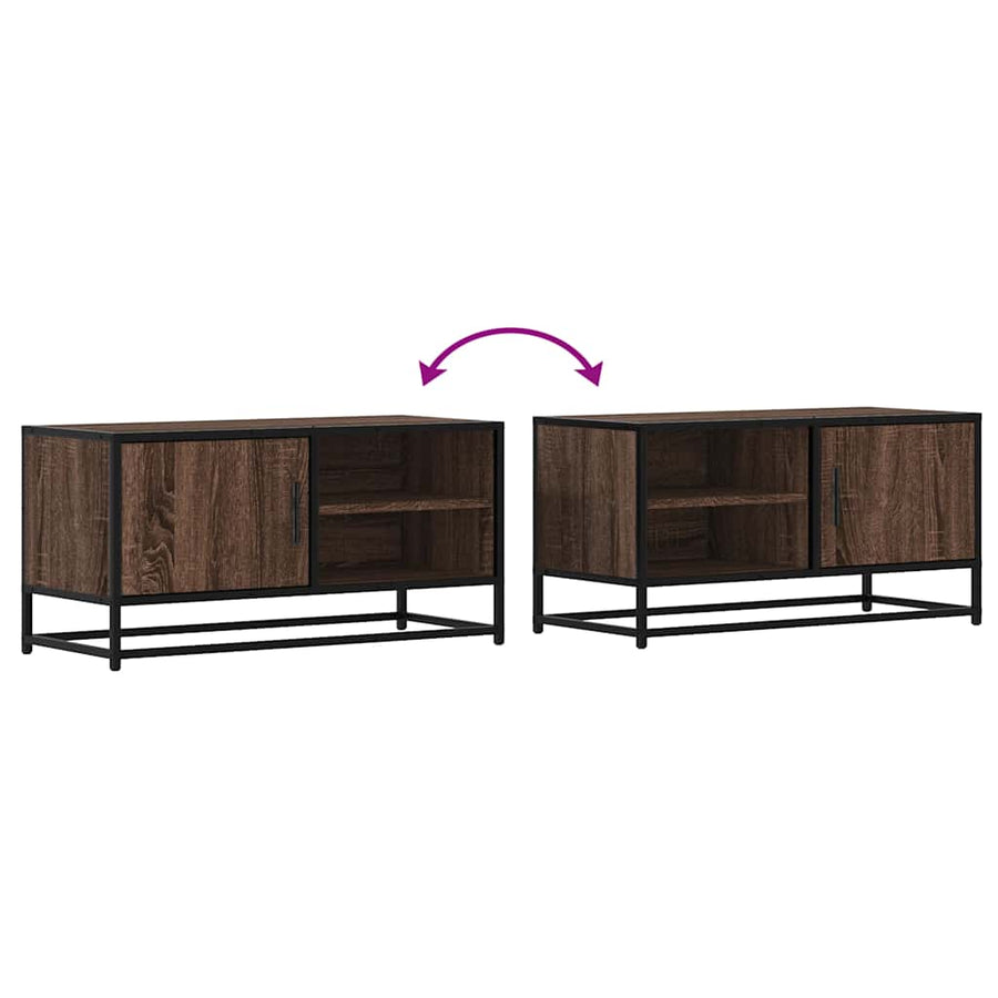 Tv-meubel 80x34,5x40 cm bewerkt hout metaal bruin eikenkleur