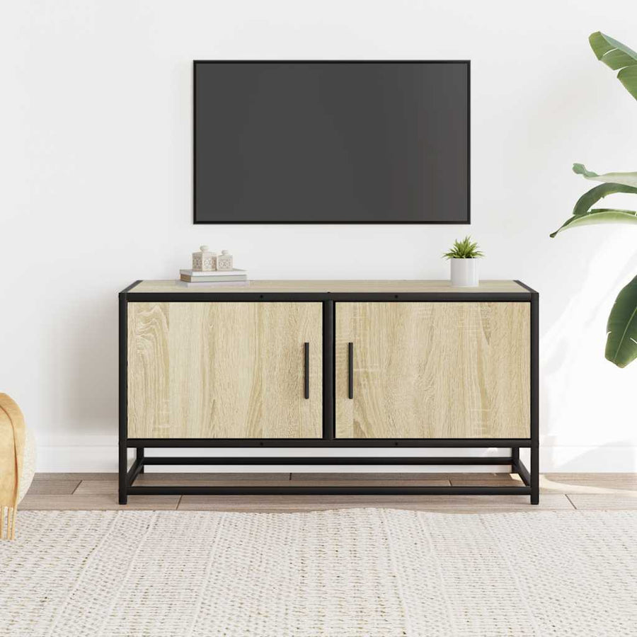 Tv-meubel 80x34,5x40 cm bewerkt hout metaal sonoma eikenkleurig