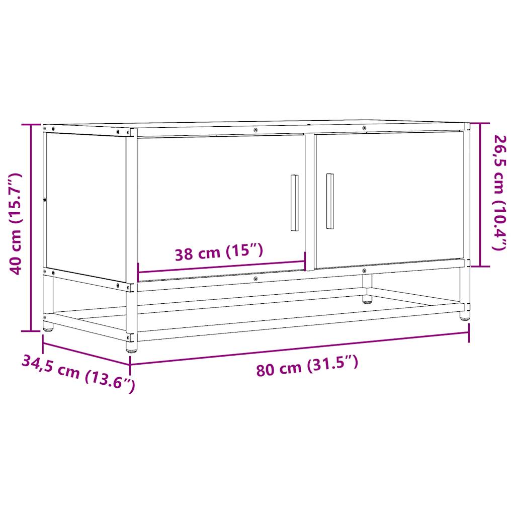 Tv-meubel 80x34,5x40 cm bewerkt hout metaal sonoma eikenkleurig