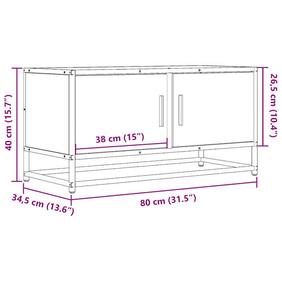 Tv-meubel 80x34,5x40 cm bewerkt hout metaal sonoma eikenkleurig
