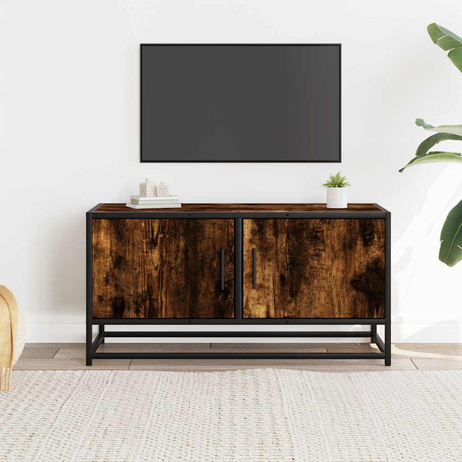 Tv-Meubel 80X34,5X40Cm Bewerkt Hout Metaal Kleurig Gerookt eiken