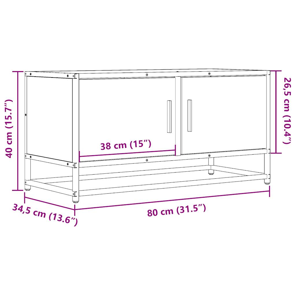 Tv-Meubel 80X34,5X40Cm Bewerkt Hout Metaal Kleurig Gerookt eiken