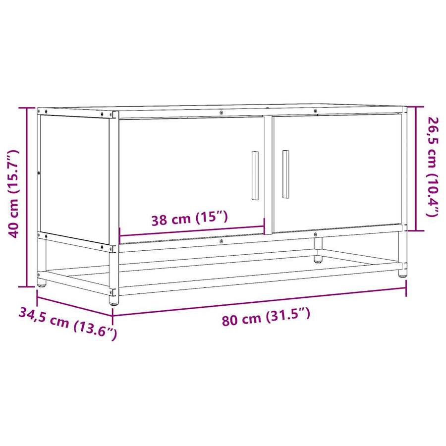 Tv-Meubel 80X34,5X40Cm Bewerkt Hout Metaal Kleurig Gerookt eiken