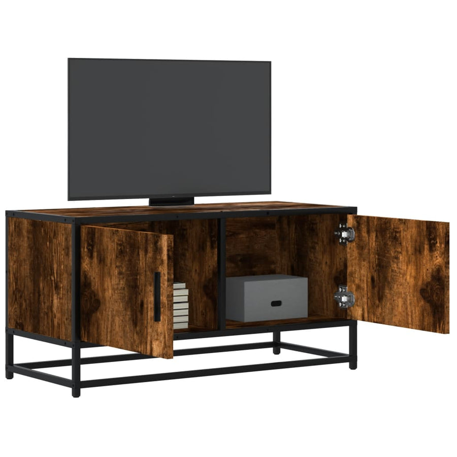Tv-Meubel 80X34,5X40Cm Bewerkt Hout Metaal Kleurig Gerookt eiken