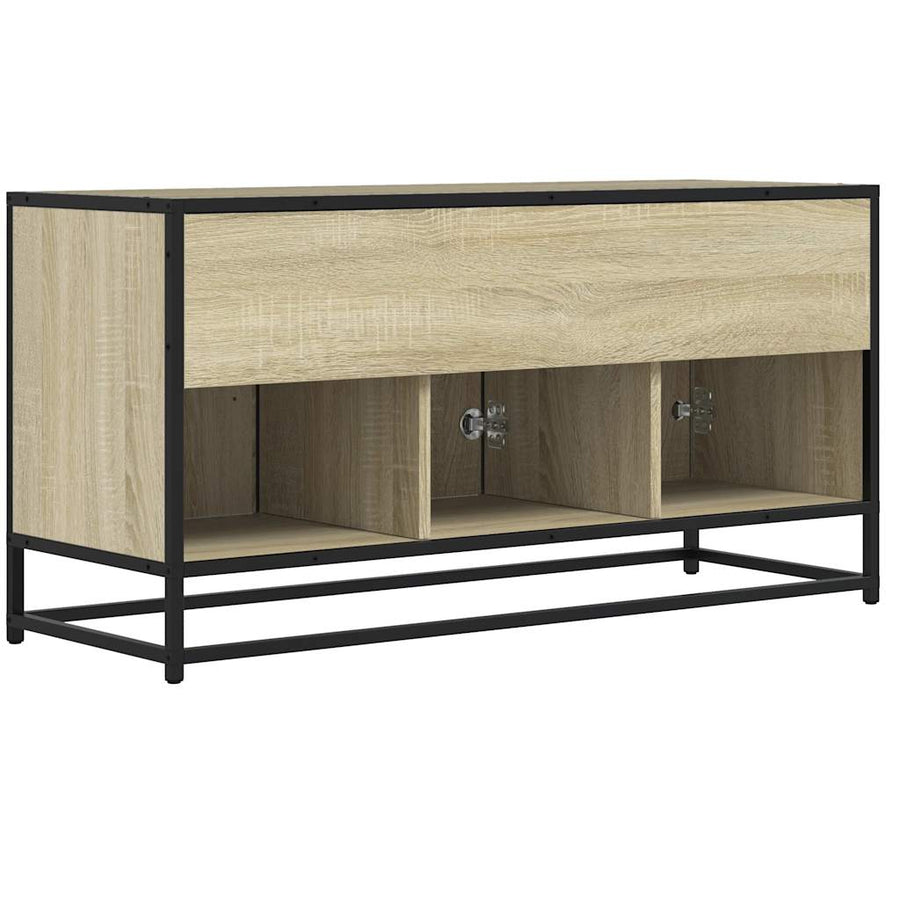 Tv-meubel 100x35x50 cm bewerkt hout metaal sonoma eikenkleurig