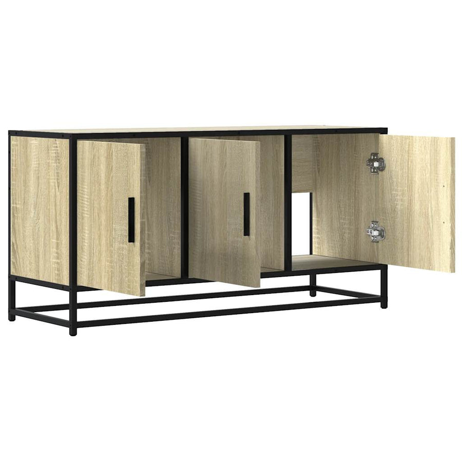Tv-meubel 100x35x50 cm bewerkt hout metaal sonoma eikenkleurig