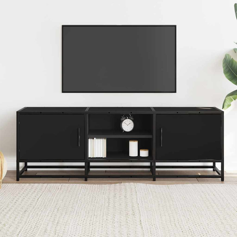 Tv-meubel 120x35x41 cm bewerkt hout en metaal zwart