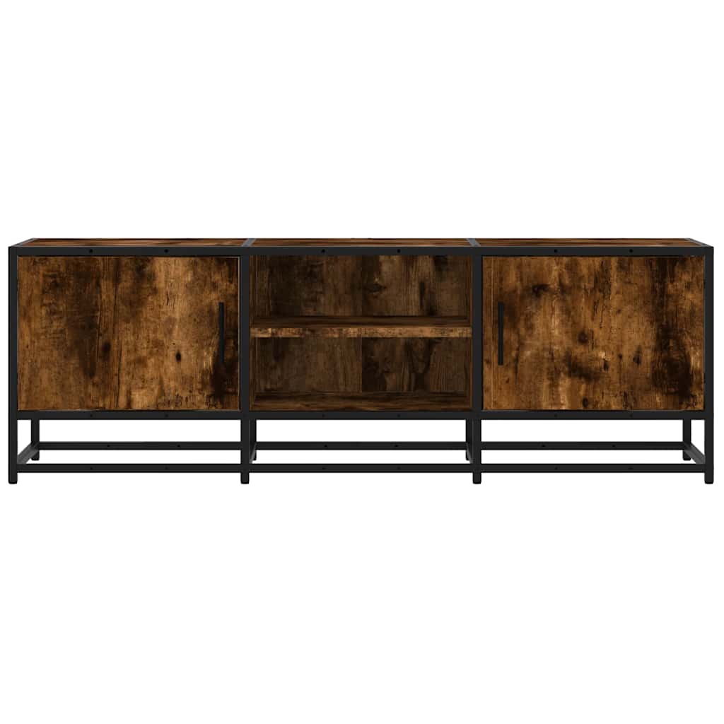 Tv-meubel 120x35x41 cm bewerkt hout metaal gerookt eikenkleurig