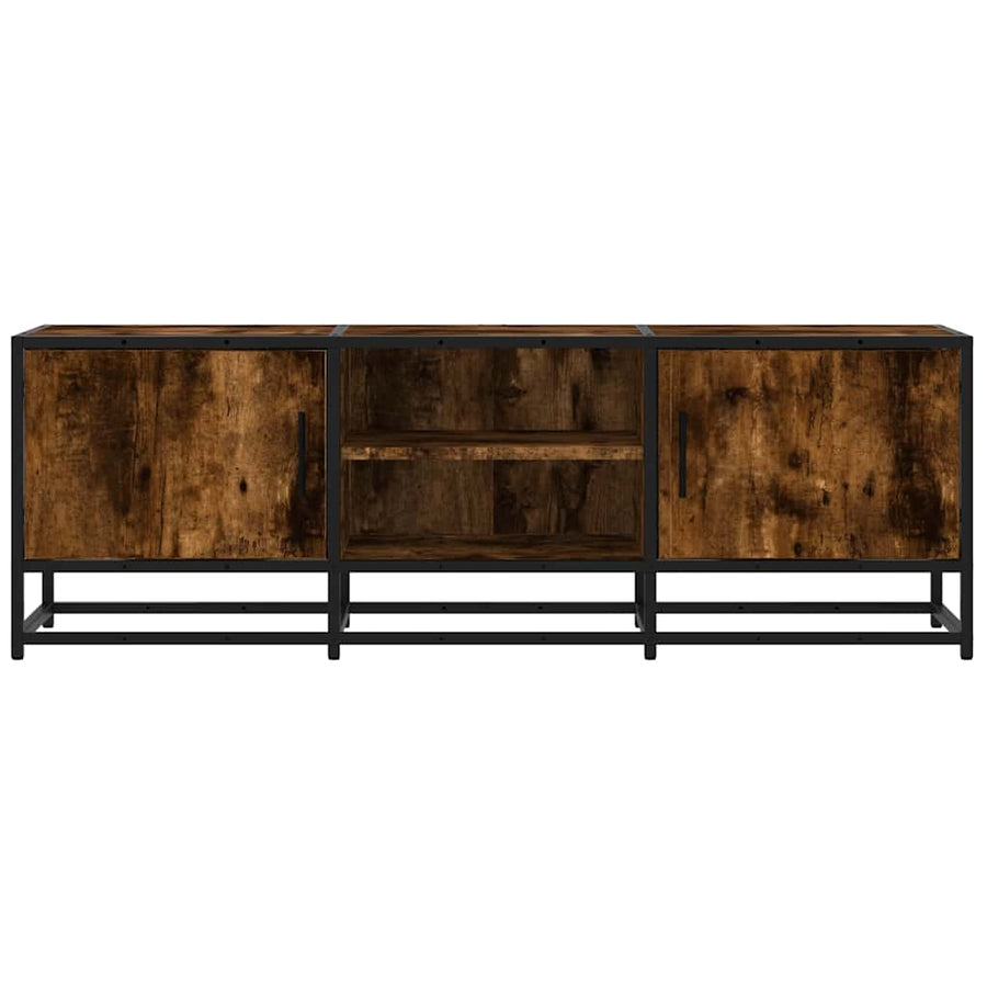 Tv-meubel 120x35x41 cm bewerkt hout metaal gerookt eikenkleurig