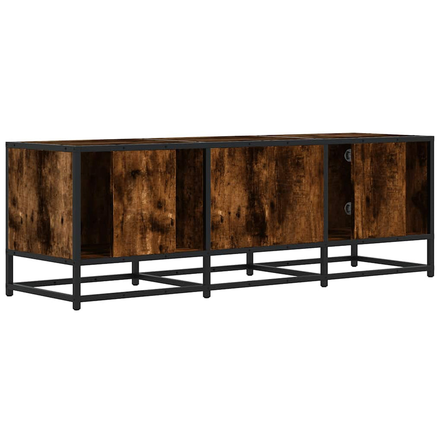 Tv-meubel 120x35x41 cm bewerkt hout metaal gerookt eikenkleurig