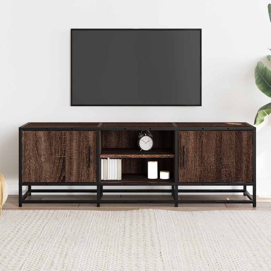 Tv-meubel 120x35x41 cm bewerkt hout metaal bruin eikenkleur