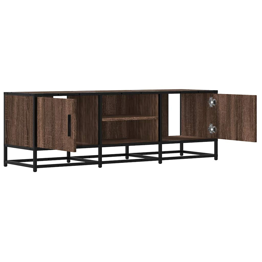 Tv-meubel 120x35x41 cm bewerkt hout metaal bruin eikenkleur
