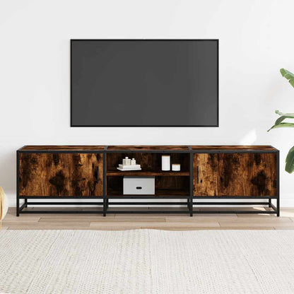 Tv-meubel 160x35x41 cm bewerkt hout metaal gerookt eikenkleur