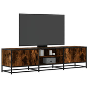 Tv-meubel 160x35x41 cm bewerkt hout metaal gerookt eiken