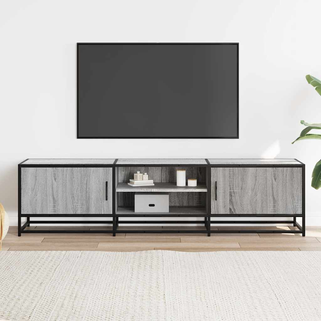 Tv-meubel 160x35x41 cm bewerkt hout metaal grijs sonoma eiken