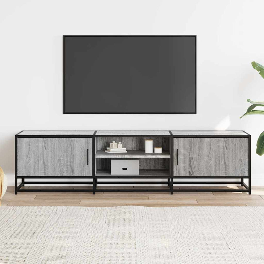 Tv-meubel 160x35x41 cm bewerkt hout metaal grijs sonoma eiken