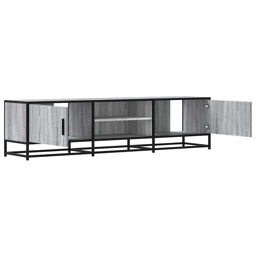 Tv-meubel 160x35x41 cm bewerkt hout metaal grijs sonoma eiken