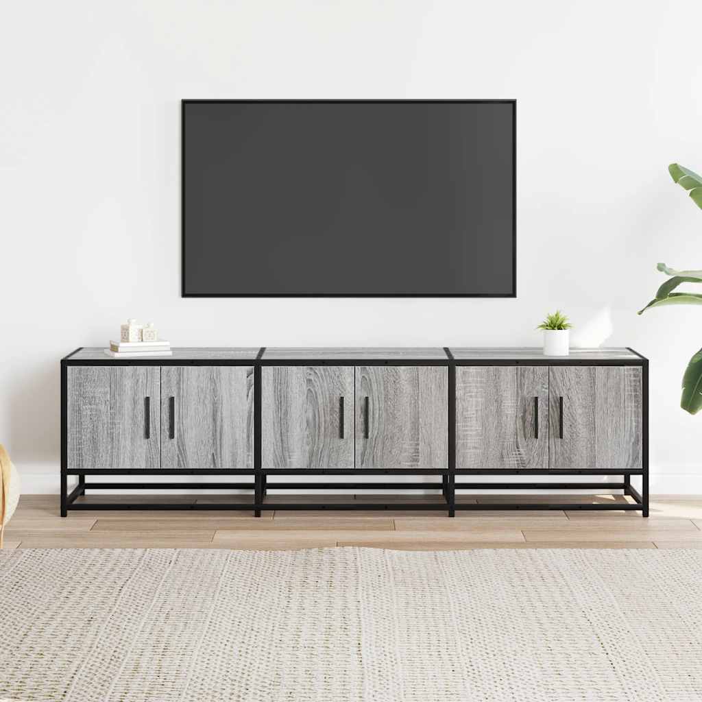 Tv-meubel 150x35x41 cm bewerkt hout metaal grijs sonoma eiken