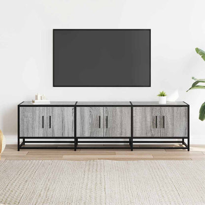 Tv-meubel 150x35x41 cm bewerkt hout metaal grijs sonoma eiken