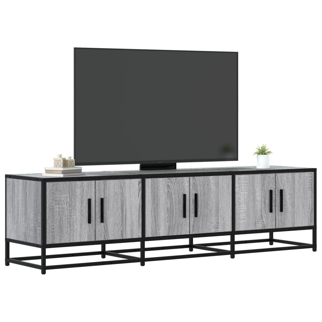 Tv-meubel 150x35x41 cm bewerkt hout metaal grijs sonoma eiken