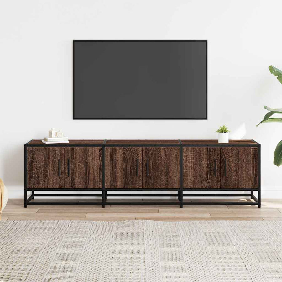 Tv-meubel 150x35x41 cm bewerkt hout metaal bruin eikenkleur
