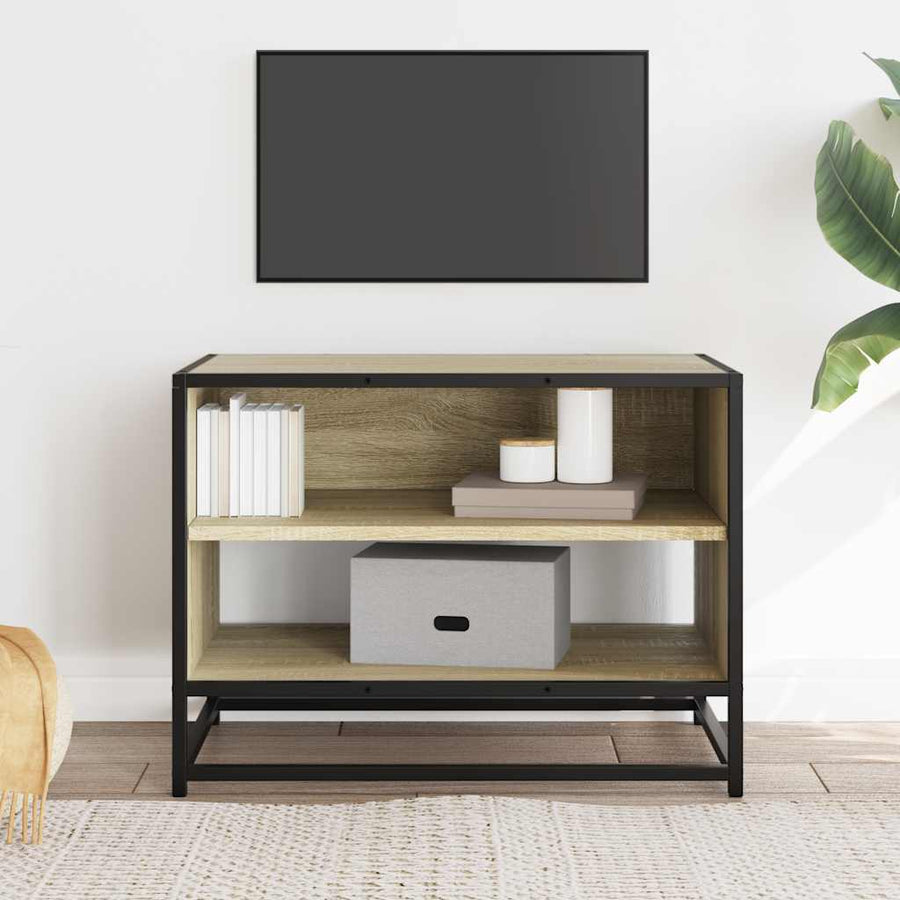 Tv-meubel 61x40x46 cm bewerkt hout metaal sonoma eikenkleurig