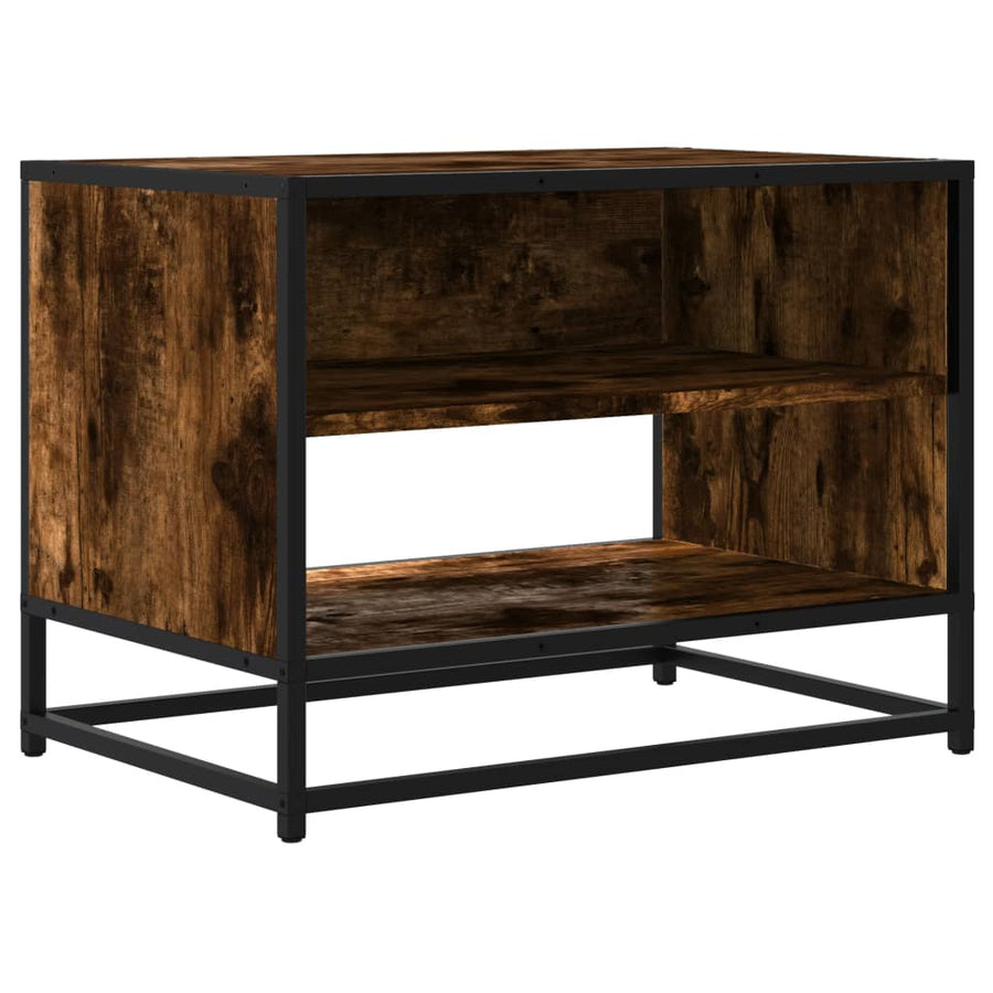 Tv-meubel 61x40x46 cm bewerkt hout metaal gerookt eikenkleurig