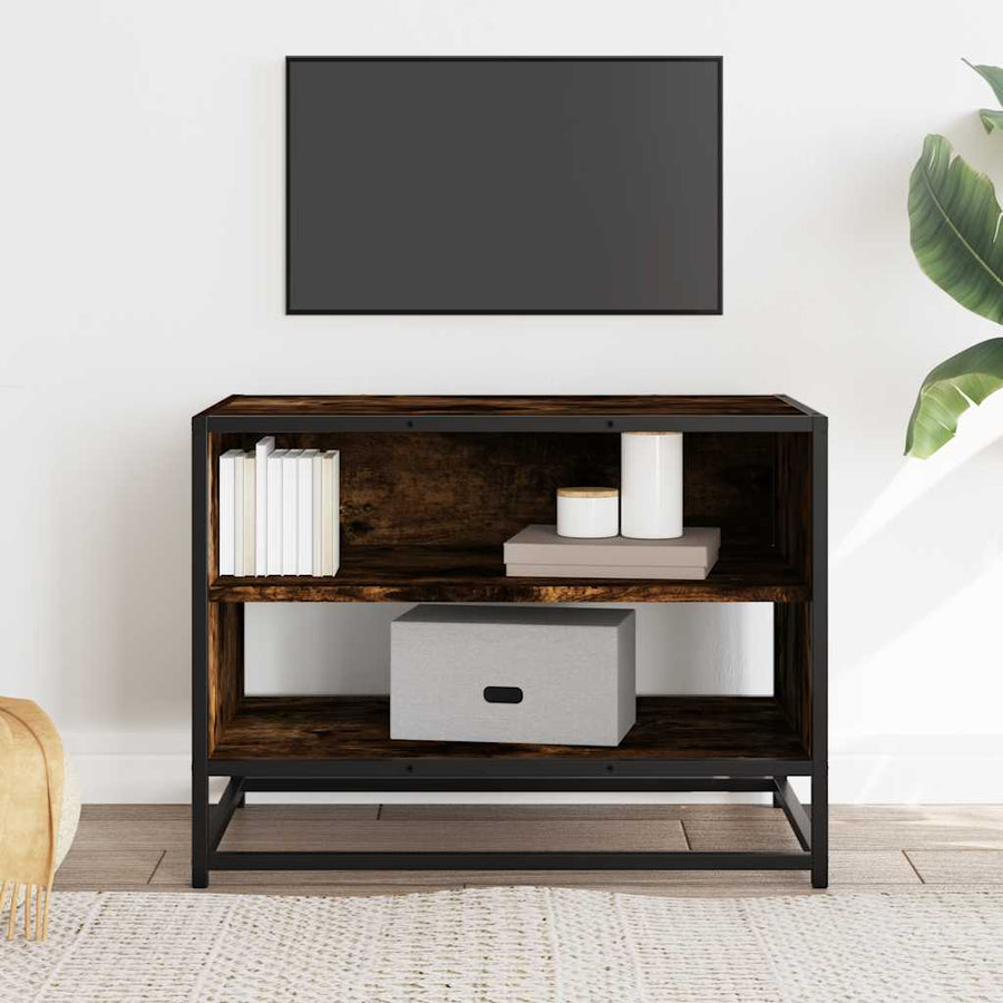 Tv-meubel 61x40x46 cm bewerkt hout metaal gerookt eikenkleurig