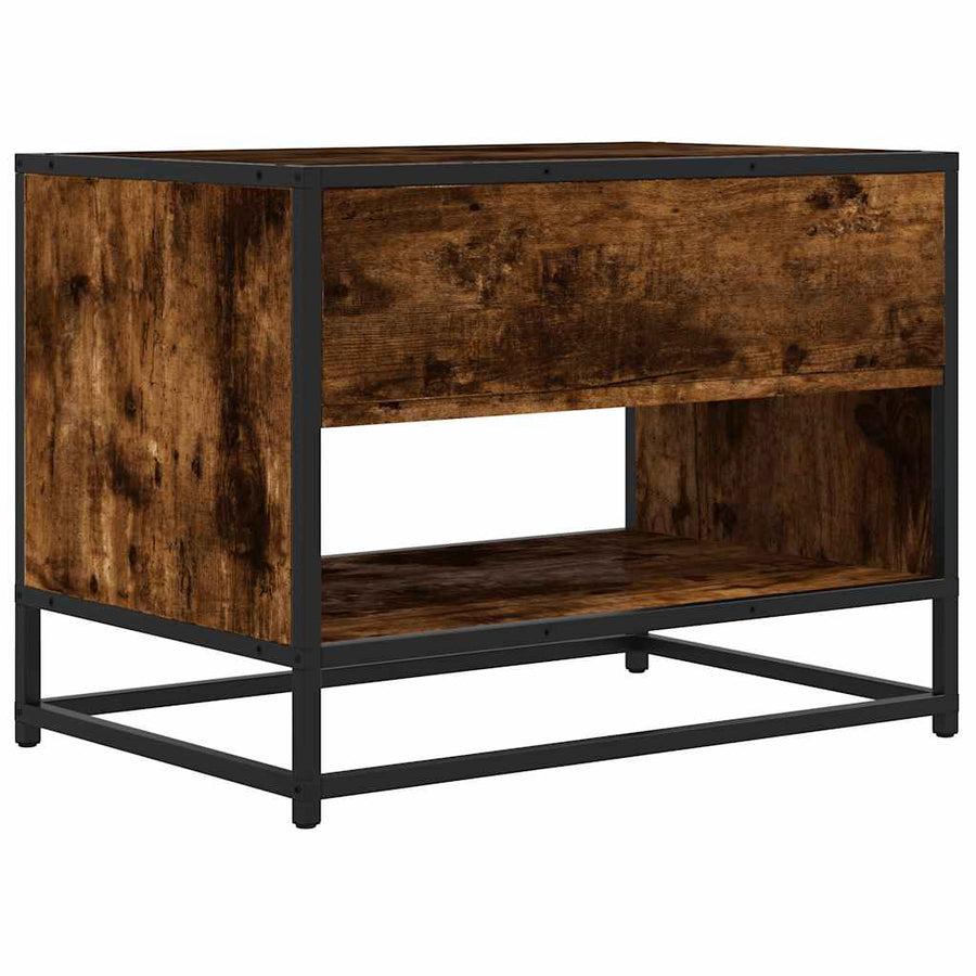 Tv-meubel 61x40x46 cm bewerkt hout metaal gerookt eikenkleurig