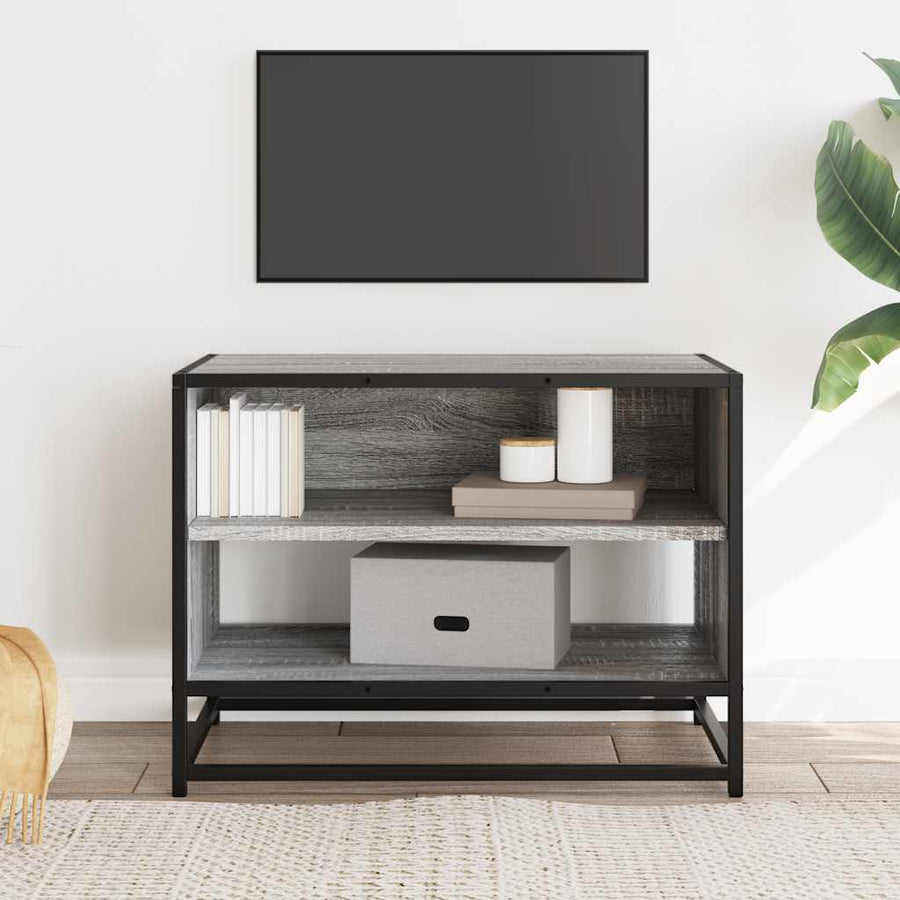Tv-meubel 61x40x46 cm bewerkt hout metaal grijs sonoma eiken