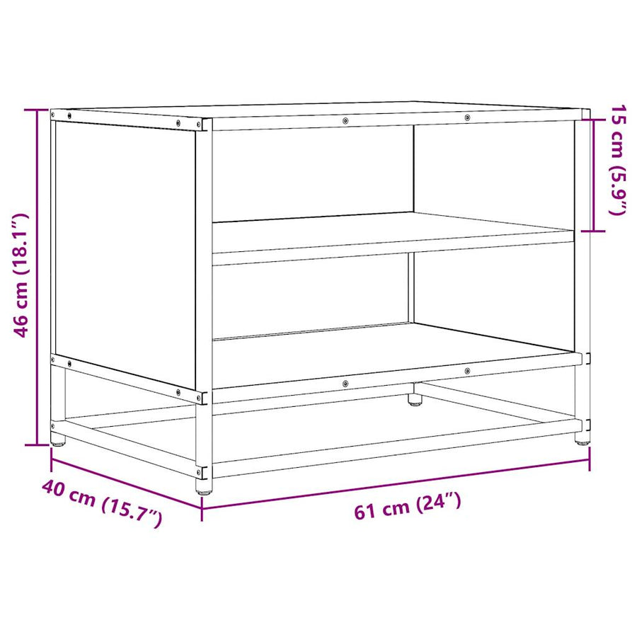 Tv-meubel 61x40x46 cm bewerkt hout metaal grijs sonoma eiken