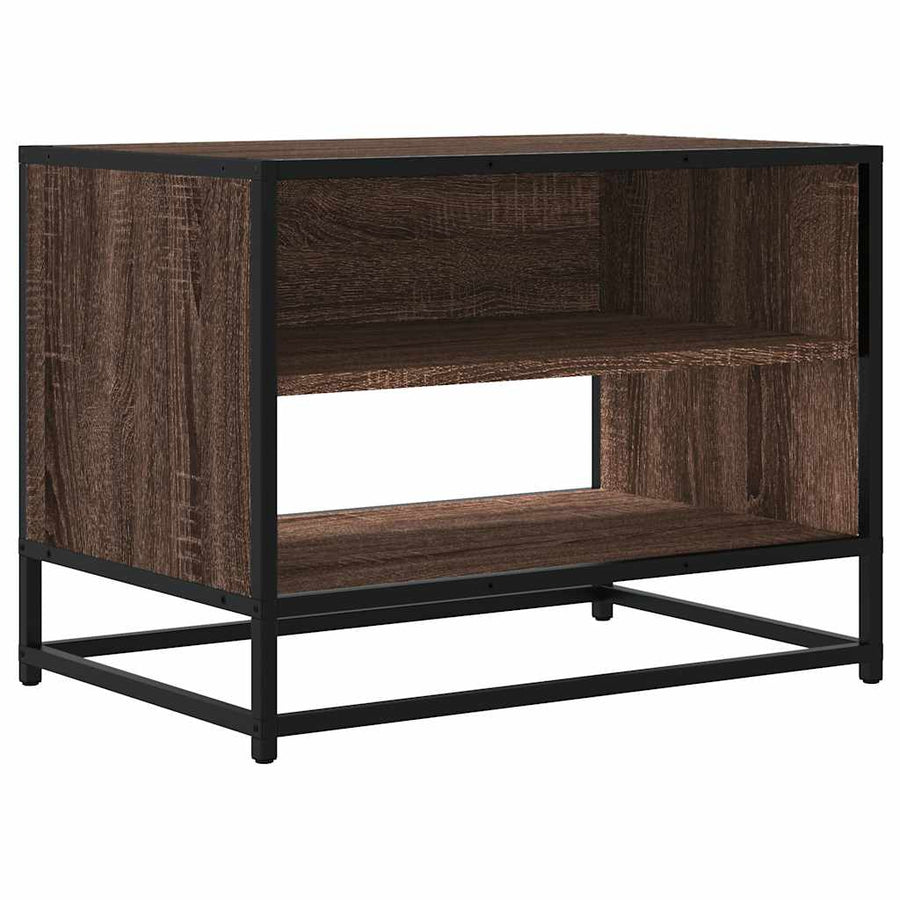 Tv-meubel 61x40x46 cm bewerkt hout metaal bruin eikenkleur