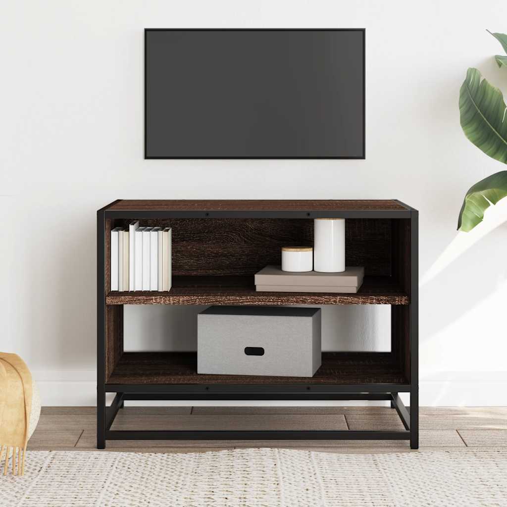 Tv-meubel 61x40x46 cm bewerkt hout metaal bruin eikenkleur