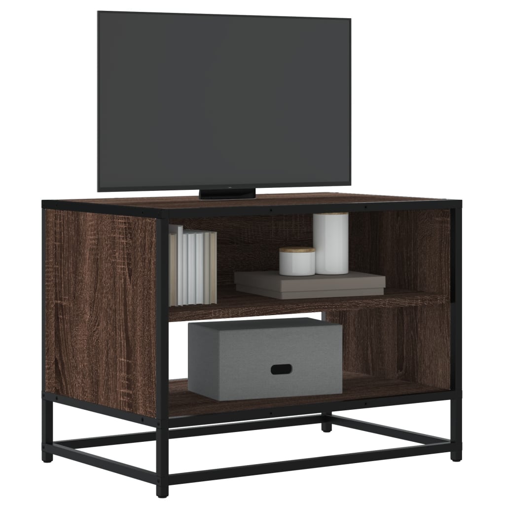 Tv-meubel 61x40x46 cm bewerkt hout metaal bruin eikenkleur