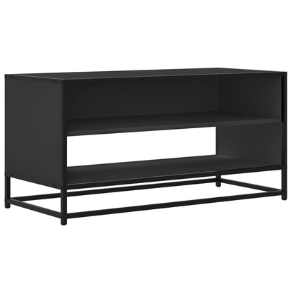 Tv-meubel 91x40x46 cm bewerkt hout en metaal zwart