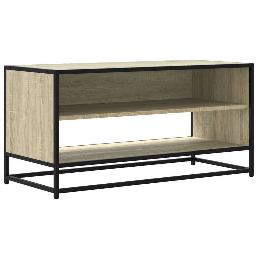 Tv-meubel 91x40x46 cm bewerkt hout metaal sonoma eikenkleurig