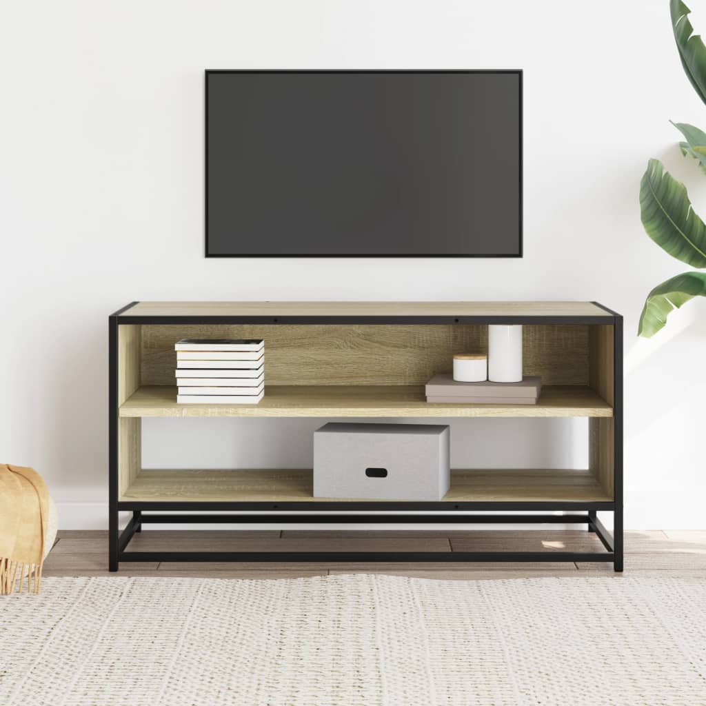 Tv-meubel 91x40x46 cm bewerkt hout metaal sonoma eikenkleurig