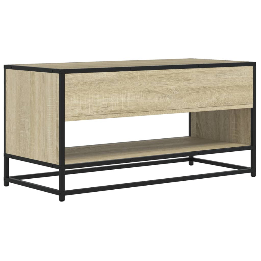Tv-meubel 91x40x46 cm bewerkt hout metaal sonoma eikenkleurig