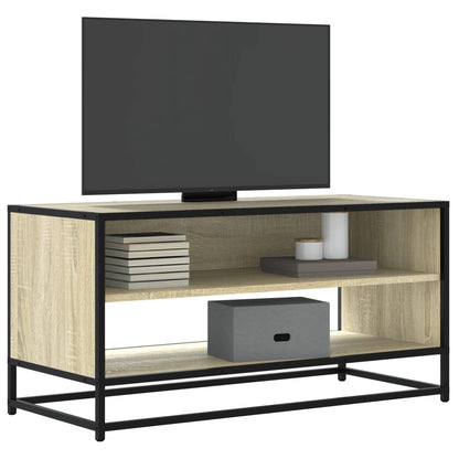 Tv-meubel 91x40x46 cm bewerkt hout metaal sonoma eikenkleurig