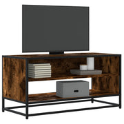 Tv-meubel 91x40x46 cm bewerkt hout metaal gerookt eiken