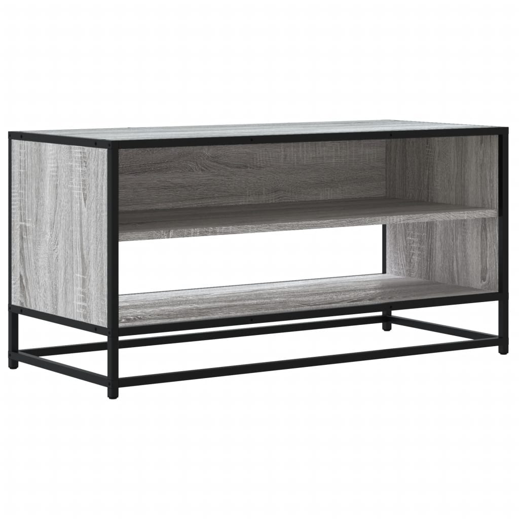Tv-meubel 91x40x46 cm bewerkt hout metaal grijs sonoma eiken