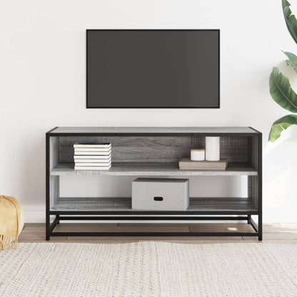 Tv-meubel 91x40x46 cm bewerkt hout metaal grijs sonoma eiken