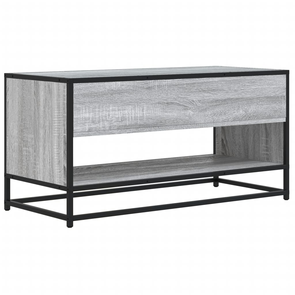 Tv-meubel 91x40x46 cm bewerkt hout metaal grijs sonoma eiken