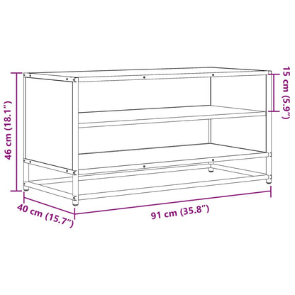 Tv-meubel 91x40x46 cm bewerkt hout metaal bruin eikenkleur