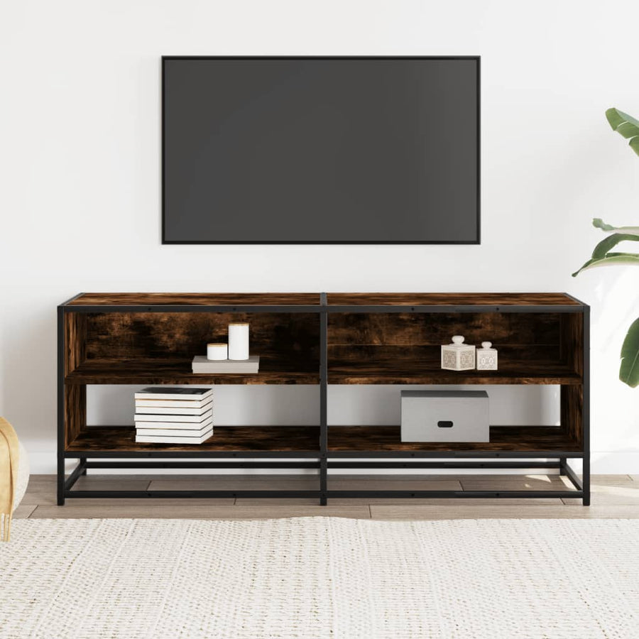 Tv-meubel 120,5x40x46 cm bewerkt hout metaal gerookt eikenkleur